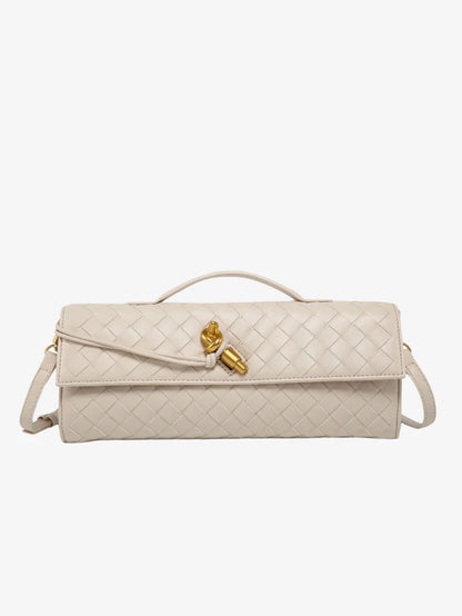 Two Way Woven Flap Clutch Shoulder Bag