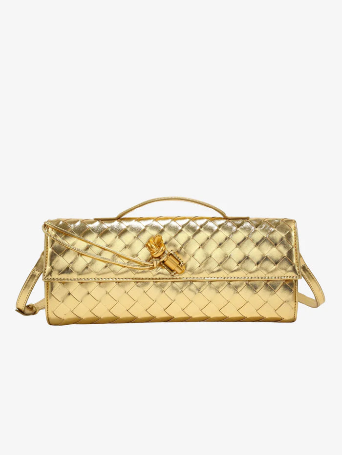 Two Way Woven Flap Clutch Shoulder Bag